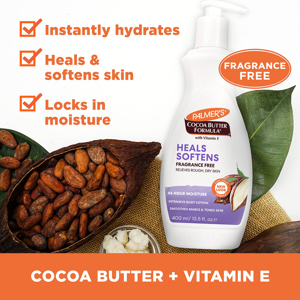 Palmer's Cocoa Butter Formula Daily Skin Therapy Fragrance Free Lotion for Dry Skin, Unscented Body Lotion, Pump Bottle, 13.5 Fl Oz (Pack of 3)