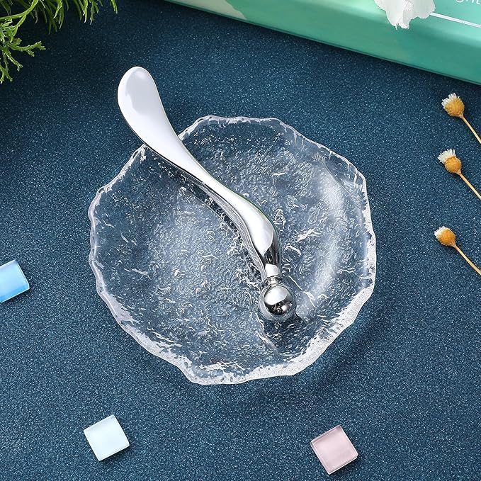 Beatifufu Zinc Eye Spoon 3.74 in Metal Scoop for under Eye Cream Application Massage Tool for Skincare Helps Relieve Fatigue and Support Blood Circulation