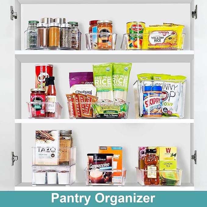 Sorbus Fridge Organizer on Wheels - Rolling Fridge Organizers and Storage Clear Design with Dividers & Handles for Kitchen Organization and Storage (Flat Top)