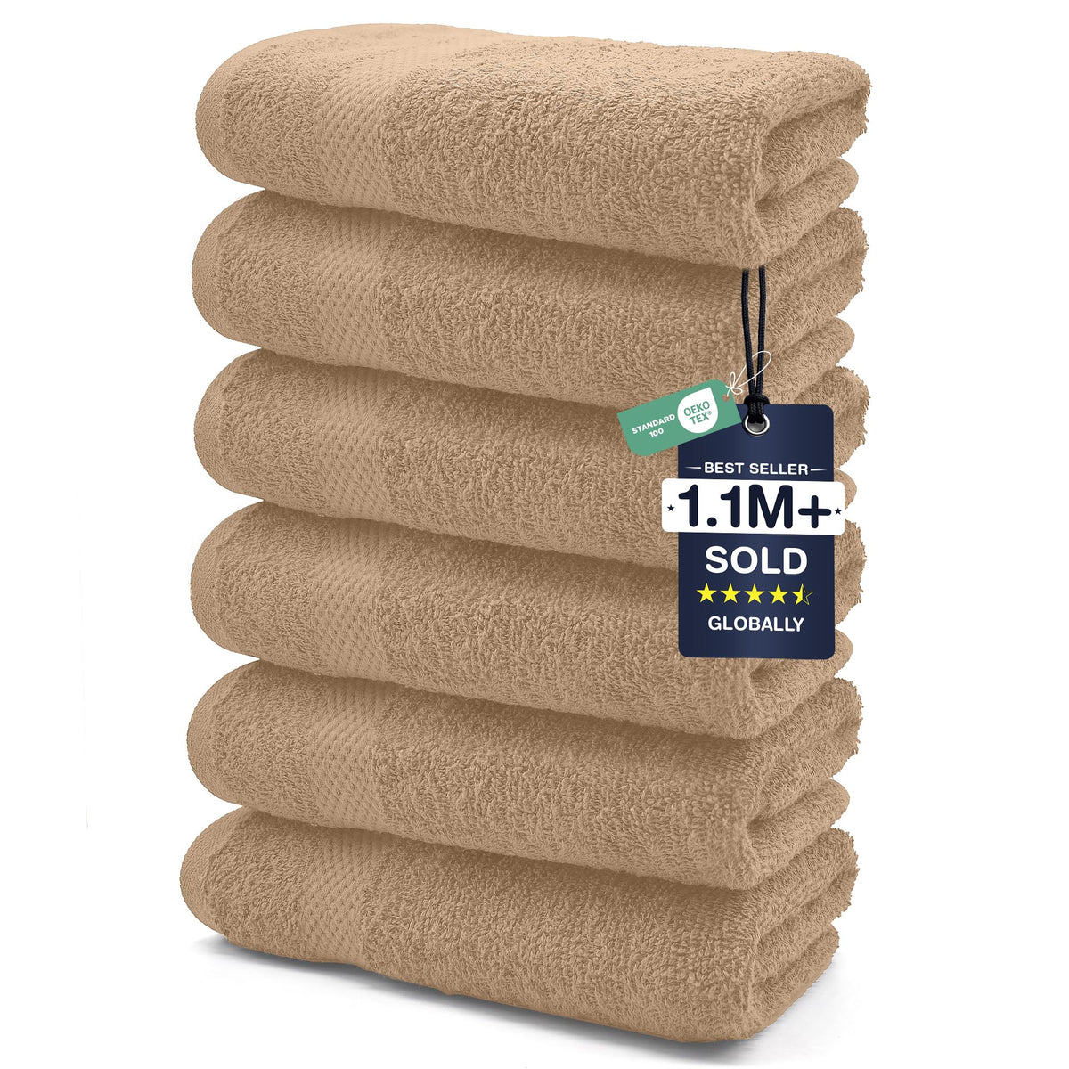 DAN RIVER 6-Pack Premium Hand Towels (16x28 Inches) - 100% Cotton, Ultra Soft, Lightweight, Highly Absorbent Towels for Bathroom, Spa, Gym, Salon, Hotel, and Travel - Opal Blue