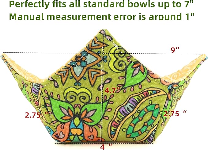 ROGITU Cotton Microwavable Bowl Cozy, Microwave-Safe Hot Bowl Holders, Soup Bowl Cozy Bowl Hot Pads (D)
