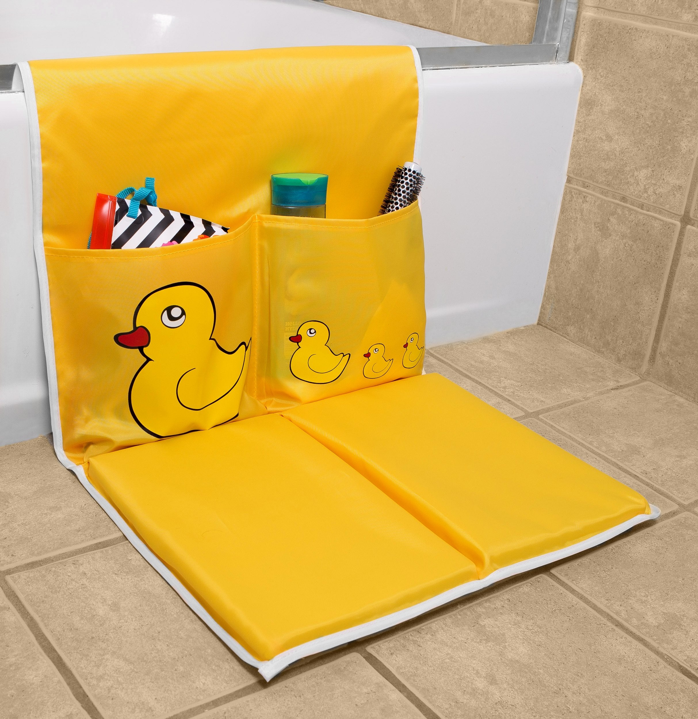 Handy Laundry Baby Bath Kneeling Pad -The Bathtub Bath Mat Has Thick Pads for Comfort and Two Large Pockets for Bathing Essentials.