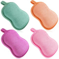 Tatuo 4 Pieces Baby Bath Sponge Toddler Bath Sponge Soft Comfy Cotton Absorbent Loofah for Kids Babies Boy Girl(Red, Purple, Green, Orange)