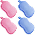 Tatuo 4 Pieces Baby Bath Sponge Toddler Bath Sponge Soft Comfy Cotton Absorbent Loofah for Kids Babies Boy Girl(Pink,Blue)