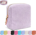 Period Bag for Girls, Corduroy Sanitary Napkin Storage Bag, Period Pouch & Tampon Holder, Feminine Care Organizer（Purple）