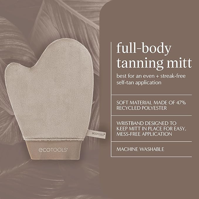 EcoTools Good Tan Full-Body Tanning Mitt, For Self Application, Use Soft Self Tanner Mitt With Mousse, Lotions, & Waters, Eco Friendly Sunless Applicator, Vegan, & Cruelty-Free, 1 Count