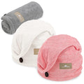 myHomeBody Hair Towel Wrap, Quick Drying Turban, Absorbent Cap – 3 Pack