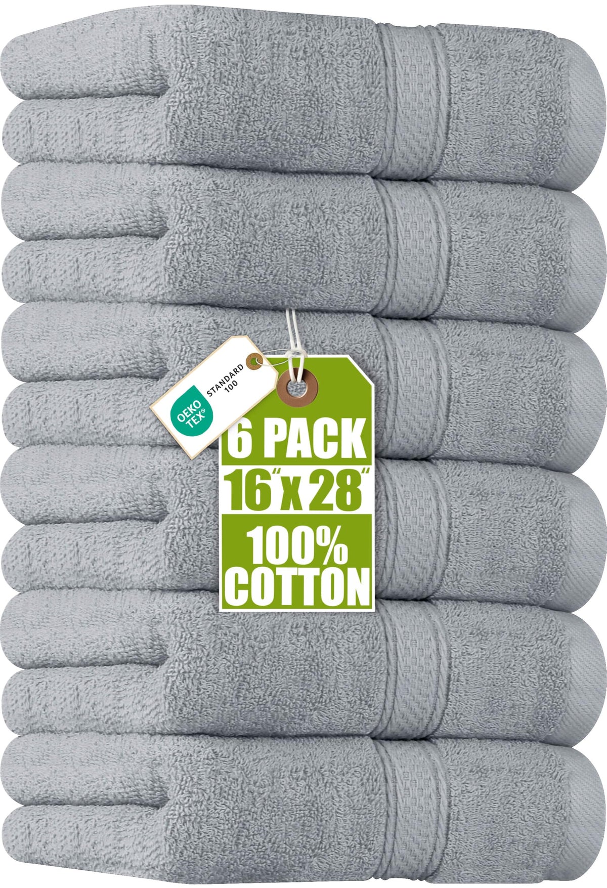 Utopia Towels 6 Pack Premium Hand Towels, 16x28 in, 600 GSM Cotton, White
