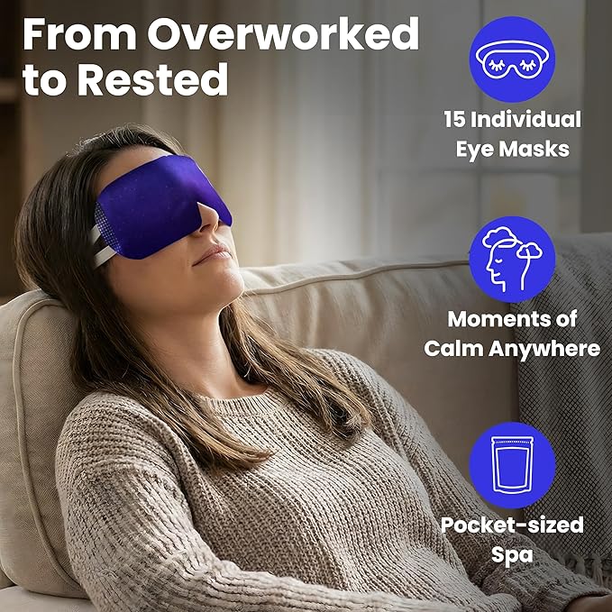 Eye Serenity Steam Eye Mask, Heated Eye Mask, Self Heating Warm Compress for Dry Eyes, Fast Relief for Stye, Puffy Sensitive Eyes, Moist Heat, Gift for Women and Men - Unscented
