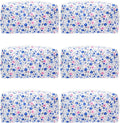 PAZIMIIK Small Quilted Makeup Bag,Zipper Cosmetic Pouch,Floral Blue,6 Pack