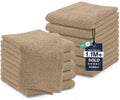 DAN RIVER 12 Pack Cotton Wash Cloths Set for Showering [12x12] Tan