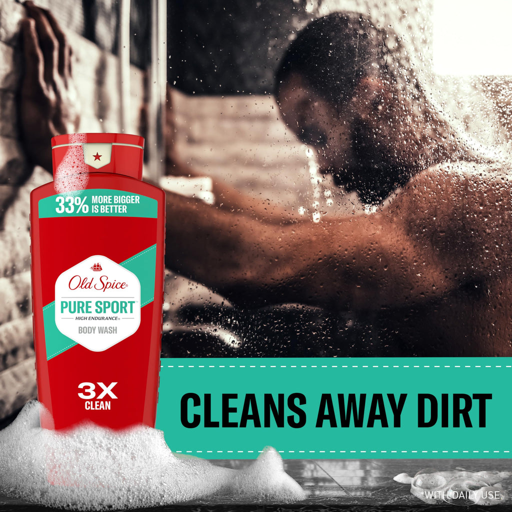 Old Spice Body Wash for Men, Lasting Pure Sport Scent, 24 fl oz Pack of 4