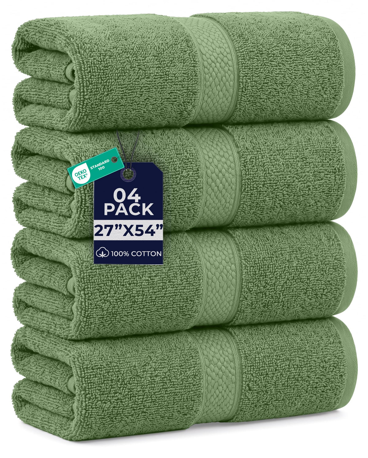 DAN RIVER 600 GSM Cotton Large Bath Towels Set of 4, 27 x 54 Inches