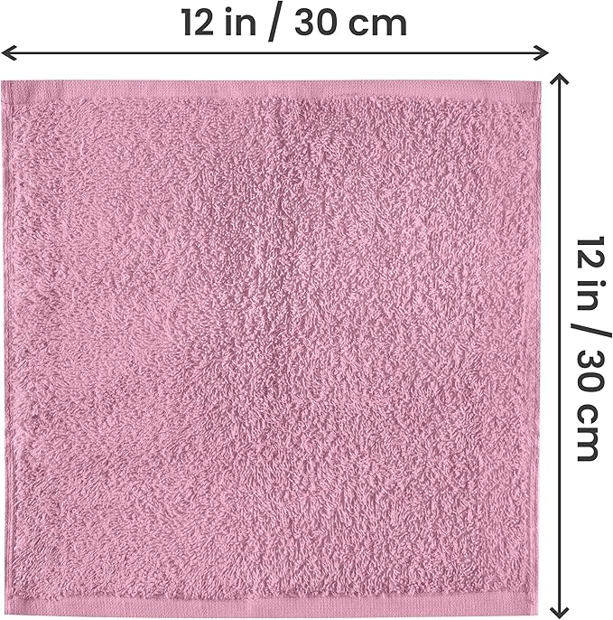 Utopia Towels 24 Pack Cotton Washcloths Set, 100% Ring Spun Cotton, Premium Quality Flannel Face Cloths, Highly Absorbent and Soft Feel Fingertip Towels, Dusty Pink