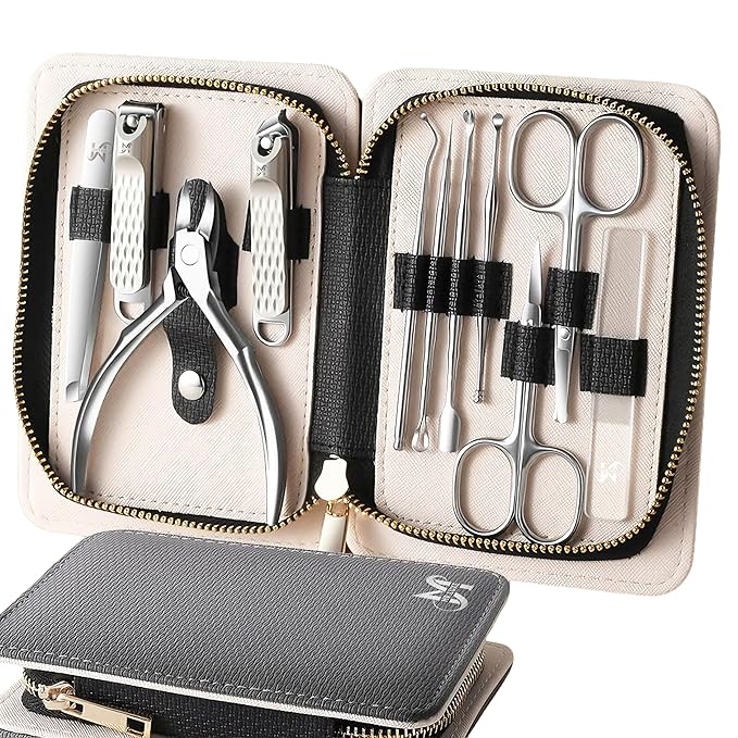 11PCS Manicure Set – Professional 11-in-1 Manicure Pedicure Kit, Premium Stainless Steel Nail Clippers and Grooming Tools with Portable Textured Travel Case, Luxury Gift Set for Woman& Man. (11PCS)