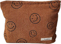 Gardsell Cosmetic Bags for Women - Corduroy Cosmetic Bag Aesthetic Women Handbags Purses Smile Dots Makeup Organizer Storage Makeup Bag Girls Case Bags (A-Brown)