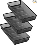 ihomecooker Mesh Tray Silverware Drawer Organizer, Utensil Cutlery Tray Office Supplies with Interlocking Arm Drawer Dividers Organizer for Flatware, Knives,Home,Office, School,Bedroom 12X6'' Black