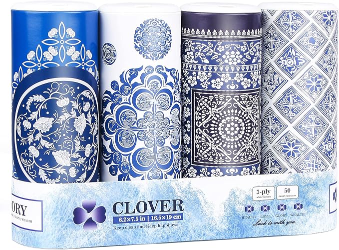 Car Round Canned Tissue Box Cup Holder Facial Tissues,Cylinder Tube Face Towel,4 Canister 3-Ply Car Napkins for Travel Tissue Bulk Fit Home,Office,School by CLOVER