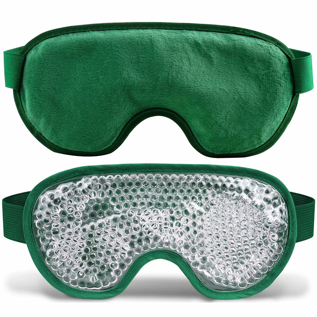 Cooling Eye Mask with Gel Beads, Reusable Cold Eye Mask for Puffy Eyes, Dark Circles, Sleep, Relaxation, Soft Cooling Eye Pads for Men Women (Dark Green)