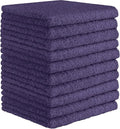 DecorRack 10 Pack 100% Cotton Wash Cloth, Luxurious Soft, 12 x 12 inch Ultra Absorbent, Machine Washable Washcloths, Violet (10 Pack)
