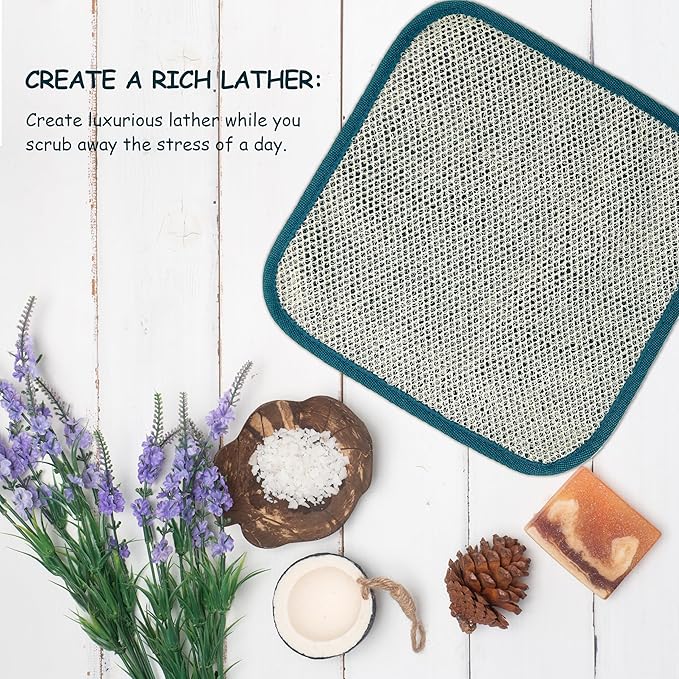 5 Pack Soft Weave Home Spa Bath Shower Exfoliating Massage Face Body Wash Cloths, Dual-Sided with Exfoliating Scrub and Soft Terry Cloth Towel