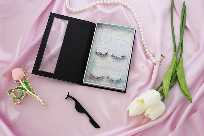 Coiffure Extensions Black 5 Pair Eyelash Storage Case With Eyelash Tweezers