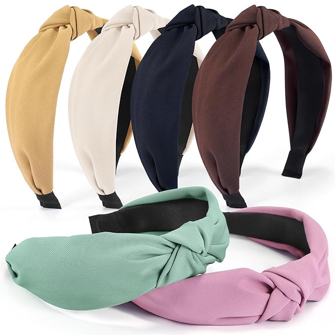 Headbands for Women Girls - 6PCS Stylish Top Knotted Headbands - Knotted Headband for Women - Head Bands Wide Hairband Hair Accessories