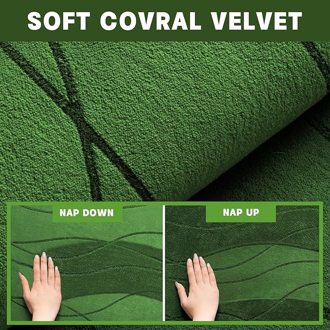 YIHOUSE Bathroom Rugs Set 2 Piece, Memory Foam Bath Mat Green