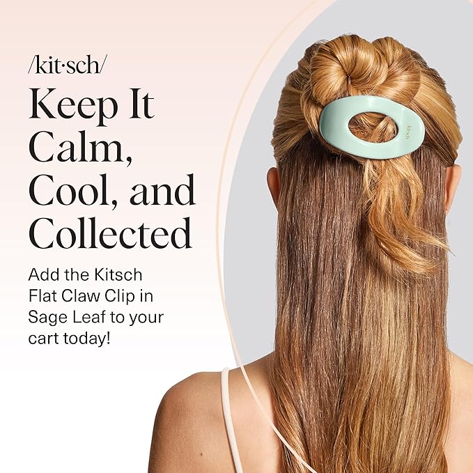 Kitsch Small Flat Claw Clips for Women - Stylish Flat Hair Clips, Strong Hold for Thick & Fine Hair | Non-Slip for Secure, Comfortable All-Day Wear - Sage Leaf