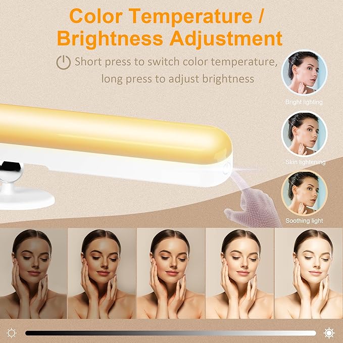 Benreom 2 Pack Rechargeable Vanity Lights for Mirror, LED Stick On Light