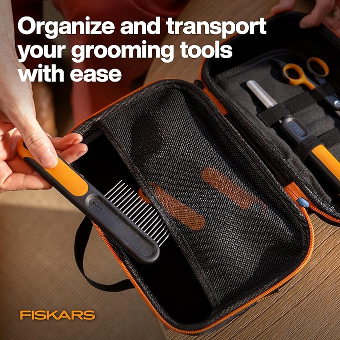 Fiskars Pet Grooming Tool Storage Bag, Durable Organizer with Elastic Straps, 10.25" x 4" x 7"