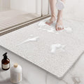 Mecko Square Non-Slip Shower Mats for Inside Shower, Quick-Drying Shower Floor Mat with Foot Scrubber, Anti-Slip Loofah Bathtub Mat for Tub and Wet Areas (White, 24"x24")