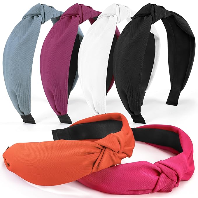 DiyJibb Headbands for Women Girls - 6PCS Stylish Top Knotted Headbands - Knotted Headband for Women - Head Bands Wide Hairband Hair Accessories
