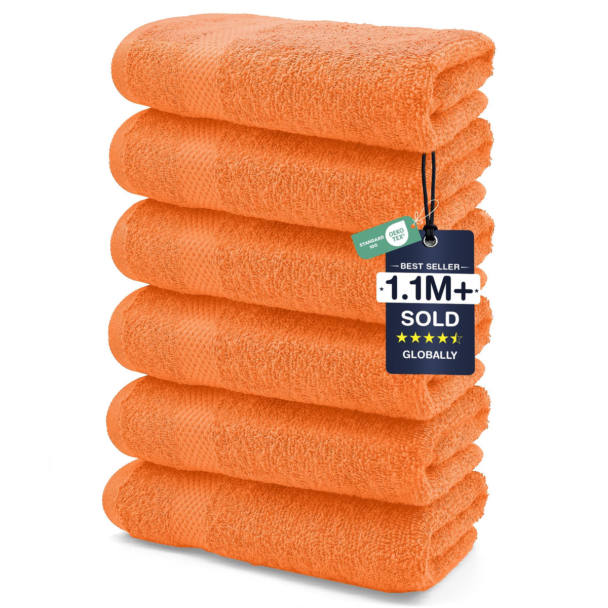 DAN RIVER 6-Pack Premium Hand Towels (16x28 Inches) - 100% Cotton, Ultra Soft, Lightweight, Highly Absorbent Towels for Bathroom, Spa, Gym, Salon, Hotel, and Travel - Opal Blue