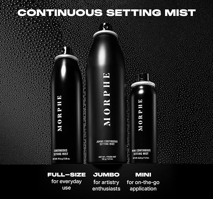 Morphe Continuous Setting Mist - Micro-Fine Makeup Setting Spray with a Natural Radiant Finish - Helps Makeup Resist Caking or Fading & Increases Wear of Foundation (2 Count, 2.8 fl oz)