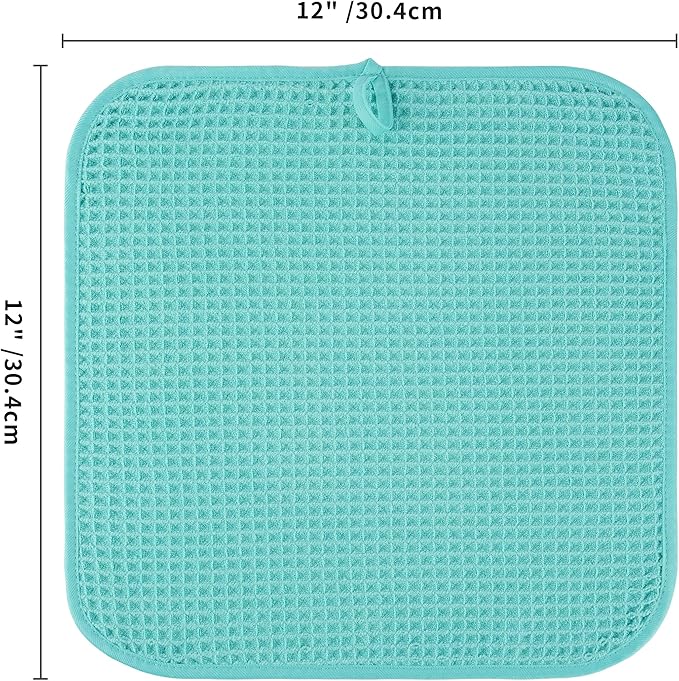 Microfiber Waffle Face Towels, 4 Pieces, Soft, Absorbent, Fast Drying, Lint Free 430 GSM (Turquoise)