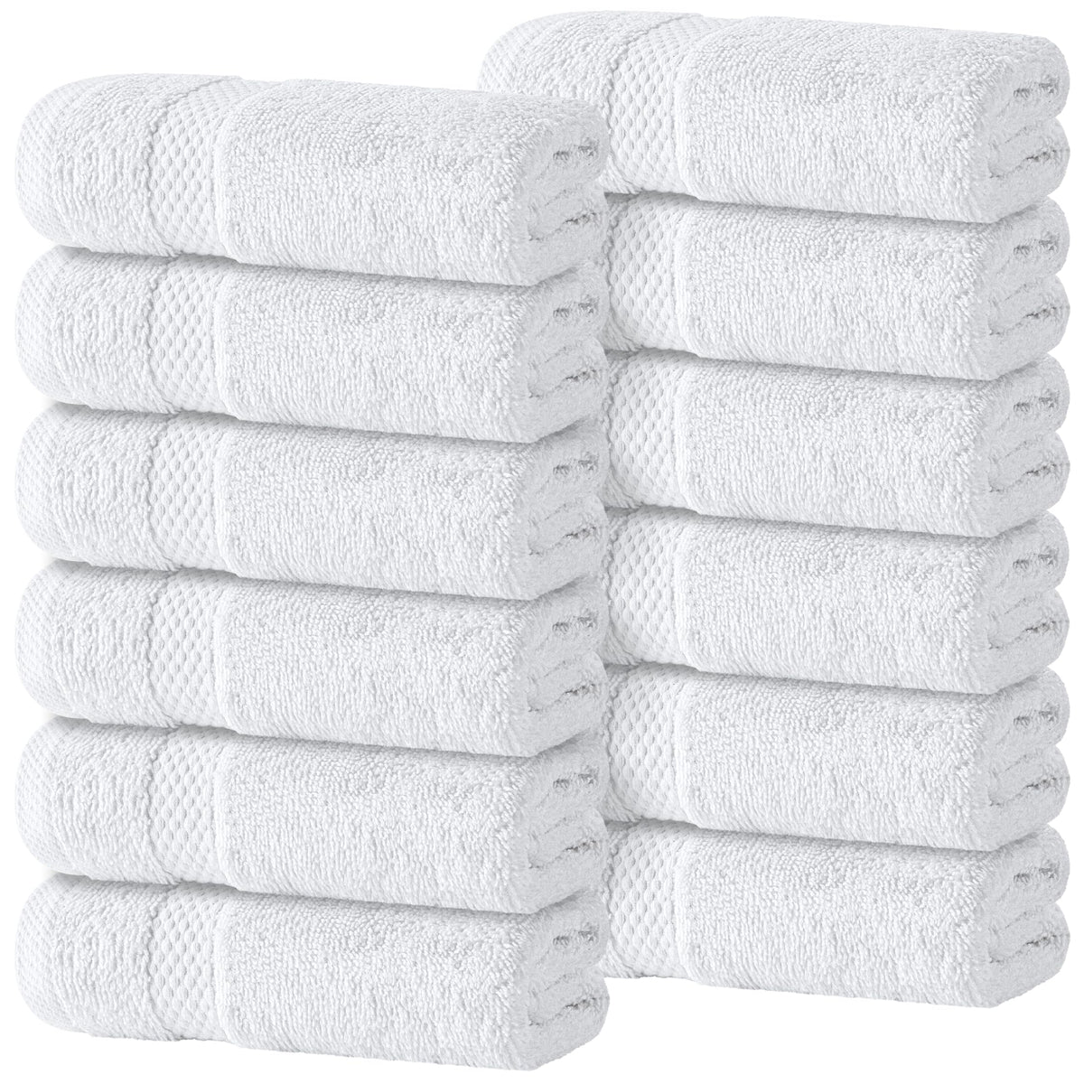 White Classic Luxury Dark Gray Washcloths 12 Pack - 13x13, Turkish Cotton