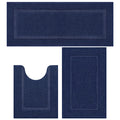 SHACOS Navy Blue Bathroom Rugs Sets 3 Piece Bath Mat U Shaped Toilet Rug