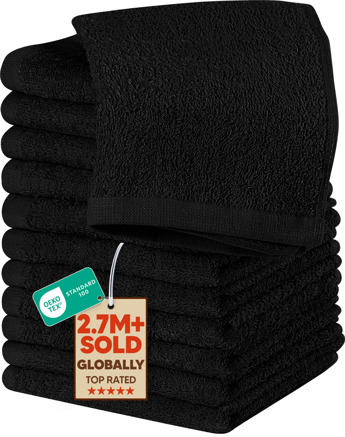 Utopia Towels 24 Pack Washcloths, 12x12 in, 100% Cotton, Beige