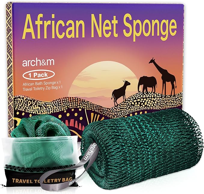 ARCH&M African Net Sponge Authentic Exfoliating Shower & Bath Loofah