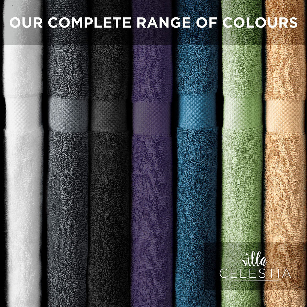 Villa Celestia 8-Piece 100% Cotton Towel Set, 2 Bath Towels, 2 Hand Towels, 4 Wash Cloth, Quick-Dry, White