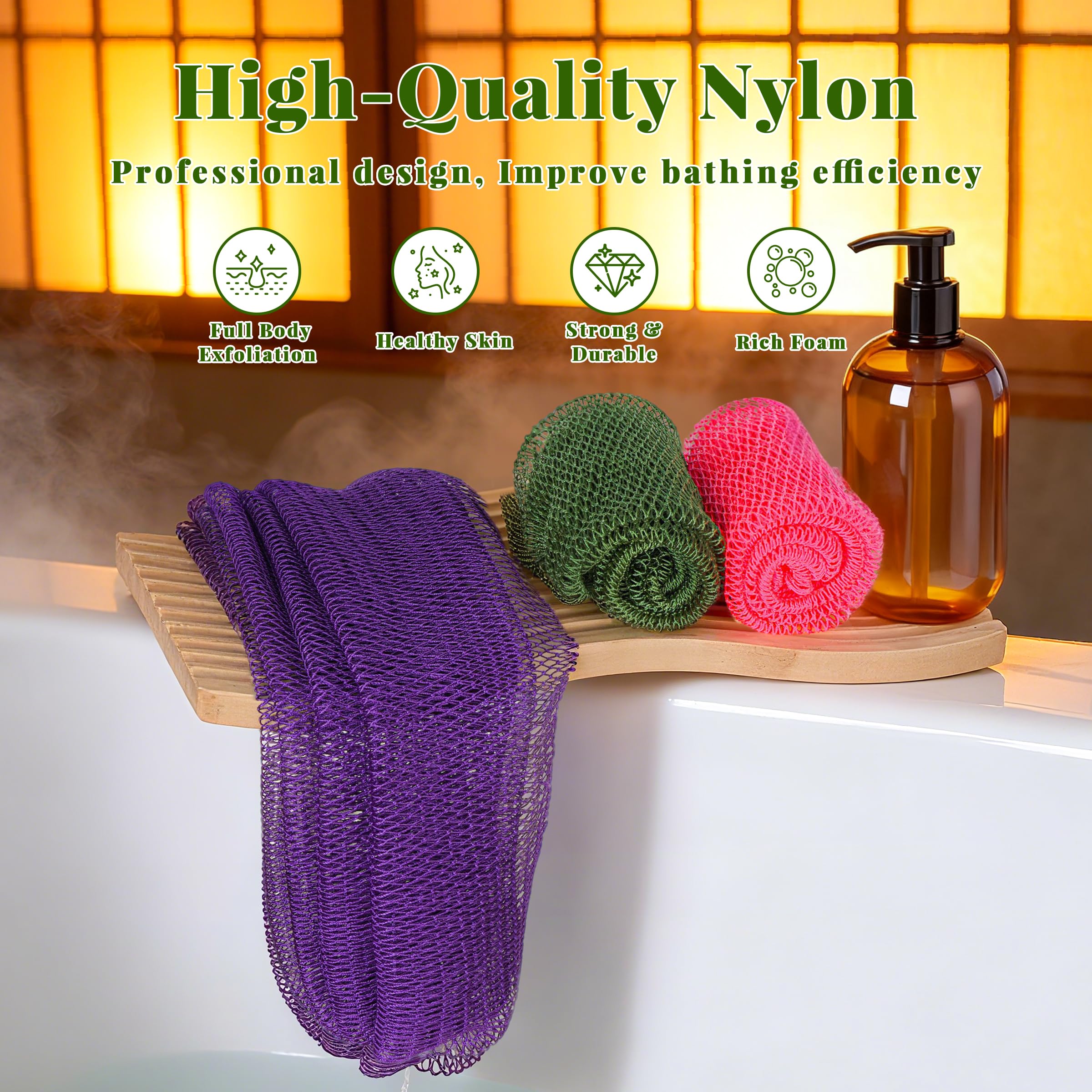 African Net Sponge 3 Pack with Travel Bag (Purple/Pink/Green)