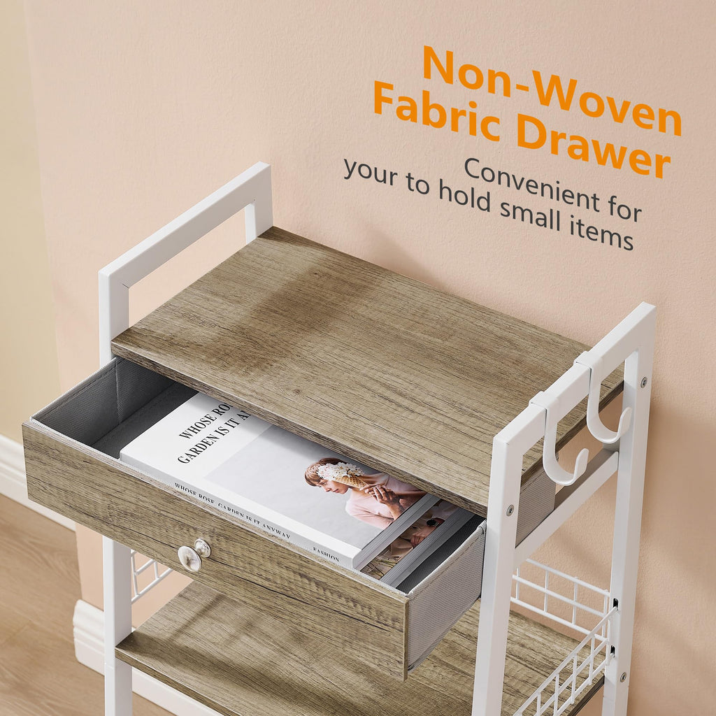 Gewudraw Bathroom Ladder Shelf with Drawer, 3-Tier Bathroom Storage, White