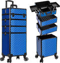 AROUS Rolling Train Makeup Case Cosmetology Case on Wheels, Blue