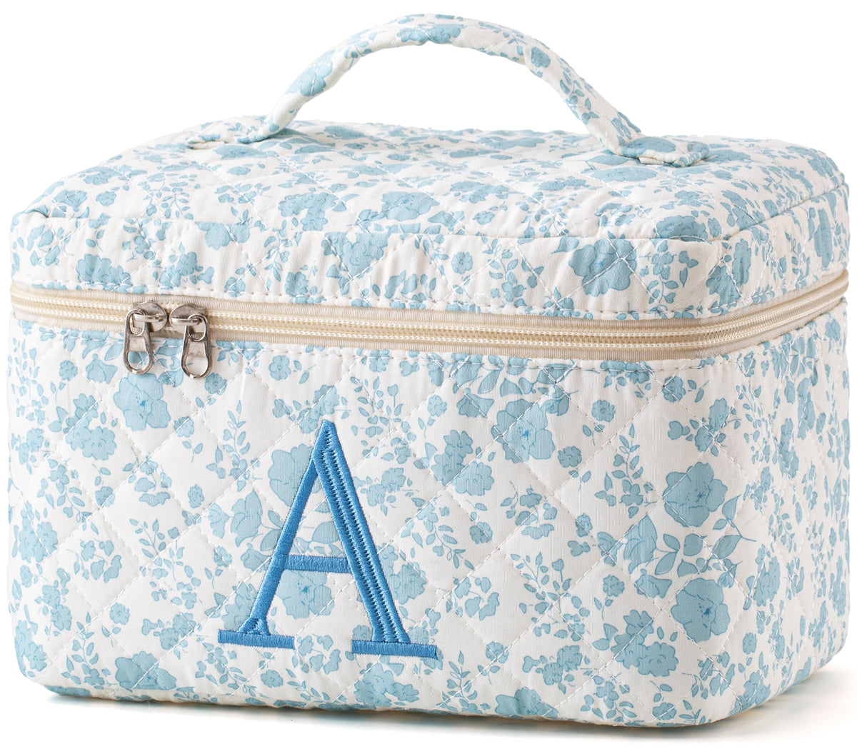 HBselect Initial Makeup Bag for Women Personalized Quilted Cosmetic Bag
