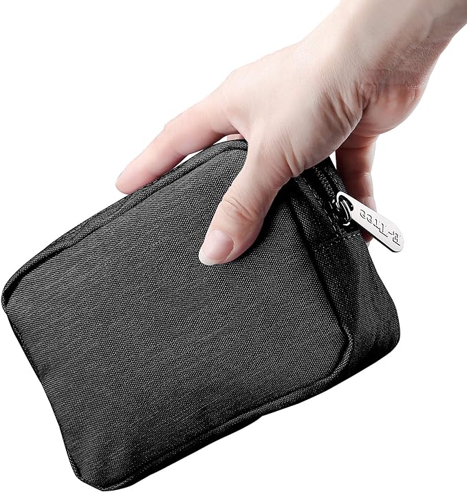 E-Tree Cute Small Pouch, Makeup Cosmetic Bag,Make up Bag for Purse,Toiletry Zipper Pouch,Tech Bag,Electronic Organizer Travel Case,Storage Pouches for Organization Black