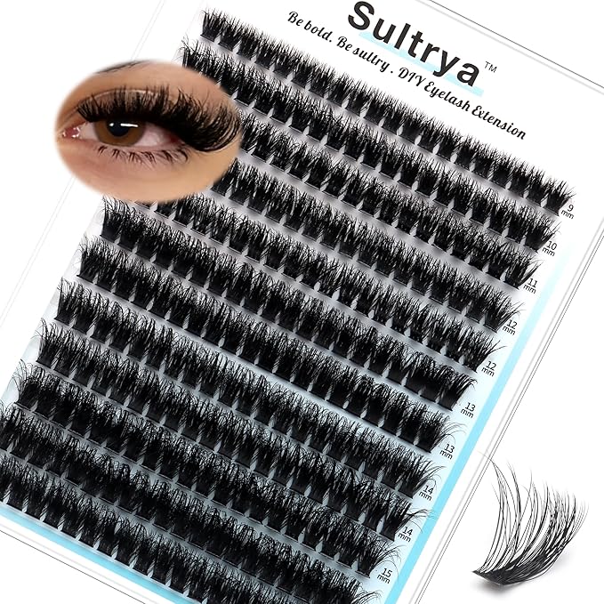 DIY Lash Extensions 80D Dense Multi-Layer Faux Mink Lashes – 240 pcs, 12 Rows, Voluminous 3D Cluster Lashes for Home Use, Soft Lightweight, Natural Black Eyelashes (240PCs, 9-16mm, 80D Fluffy)