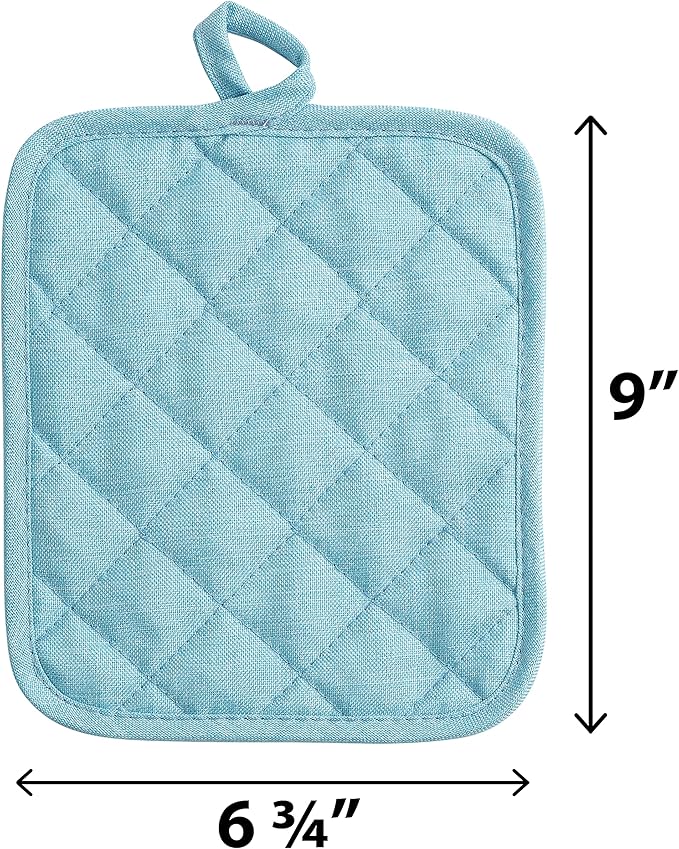 American Linen 8-Pack Heat Resistant Pot Holders & Hot Pads (Aqua, 8 Pack)