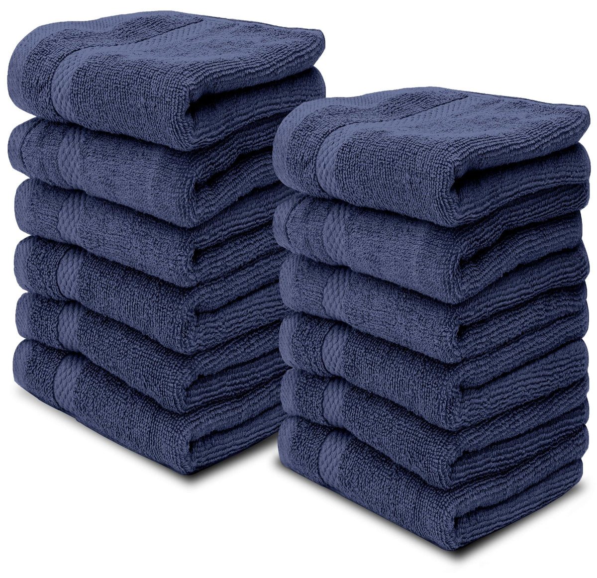 White Classic Luxury Dark Gray Washcloths 12 Pack - 13x13, Turkish Cotton