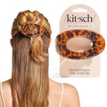 Kitsch Large Flat Claw Clips for Women - Stylish Flat Hair Clips, Strong Hold for Thick & Fine Hair | Non-Slip for Secure, Comfortable All-Day Wear - Tortoise Design
